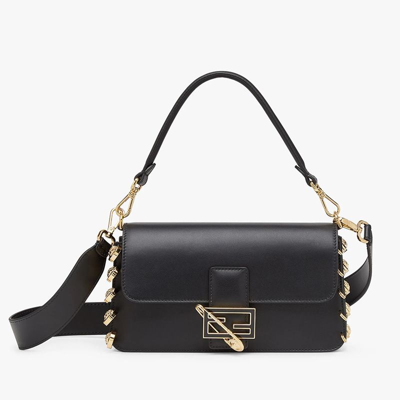 Fendi Black Leather Kan I Scalloped Top Handle Bag – STYLISHTOP