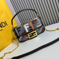 Fendi Mini Baguette Bag In FF Motif Canvas Multi Grey