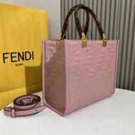 Fendi Small Sunshine Shopper Bag In FF Motif Nappa Leather Pink