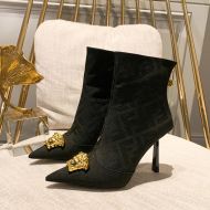 Fendi Ankle Boots Women Fendace FF Fabric Black