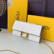 Fendi Baguette Chain Wallet In FF Motif Nappa Leather White
