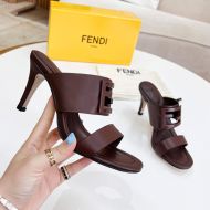 Fendi Baguette Heeled Slides In Leather Burgundy