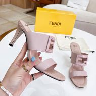 Fendi Baguette Heeled Slides In Leather Pink