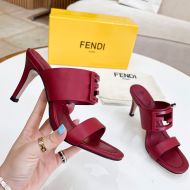 Fendi Baguette Heeled Slides In Leather Red