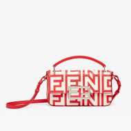Fendi Baguette Phone Pouch In Fendi Roma Capsule Leather Red/White