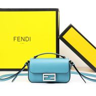 Fendi Baguette Phone Pouch In Nappa Leather and Fabric Blue