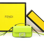 Fendi Baguette Phone Pouch In Nappa Leather and Fabric Green