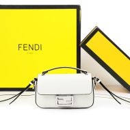 Fendi Baguette Phone Pouch In Nappa Leather and Fabric White