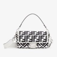Fendi Baguette Bag In FF Motif Canvas Black/White