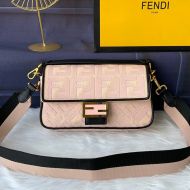 Fendi Baguette Bag In FF Motif Canvas Pink