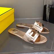 Fendi Baguette Slides In Leather Gold