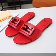 Fendi Baguette Slides In Leather Red