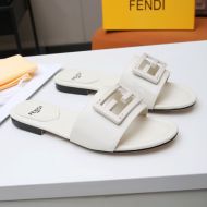 Fendi Baguette Slides In Leather White