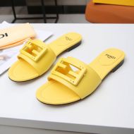 Fendi Baguette Slides In Leather Yellow