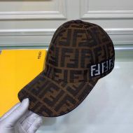 Fendi Baseball Cap In FF Motif Cotton with Patch Brown/White