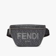Fendi Belt Bag In ROMA Logo FF Motif Fabric Black