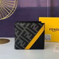 Fendi Bi-fold Wallet In FF Motif Fabric Black/Yellow