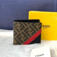 Fendi Bi-fold Wallet In FF Motif Calf Leather Brown/Red