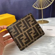 Fendi Bi-fold Wallet In FF Motif Fabric Coffee
