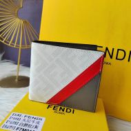 Fendi Bi-fold Wallet In FF Motif Fabric White/Red