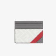 Fendi Card Holder In FF Motif Fabric White/Red