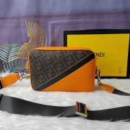 Fendi Compact Camera Case In FF Motif Fabric Brown/Orange