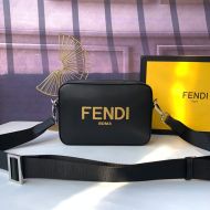 Fendi Compact Camera Case In ROMA Logo Calf Leather Black