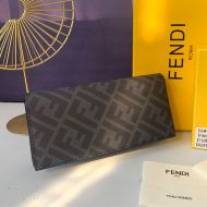 Fendi Continental Flap Wallet In FF Motif Fabric Black