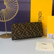 Fendi Continental Wallet In FF Motif Fabric Brown
