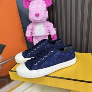 Fendi Domino Sneakers Unisex FF Motif Fabric Blue