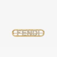 Fendi Fendigraphy Brooch In Metal with Crystals Gold