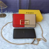 Fendi FF Wallet On Chain With Pouches In Calf Leather Red/Pink