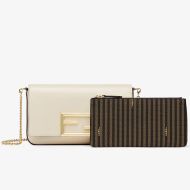 Fendi FF Wallet On Chain With Pouches In Calf Leather White