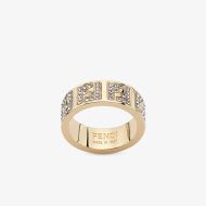 Fendi FF Ring In Crystals Metal Gold