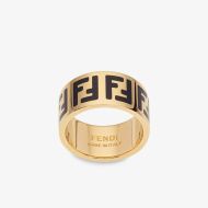 Fendi FF Ring In Enamel Metal Black/Gold