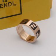 Fendi FF Ring In Enamel Metal Black/Rose Gold