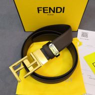 Fendi FF Buckle Reversible Belt In Calf Leather Coffee