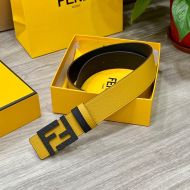 Fendi FF Buckle Reversible Belt In Calfskin Yellow/Black