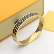 Fendi FF Ragid Bracelet In Enameled Metal Black/Gold
