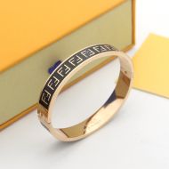 Fendi FF Ragid Bracelet In Enameled Metal Black/Rose Gold