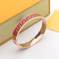Fendi FF Ragid Bracelet In Enameled Metal Red/Rose Gold