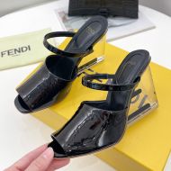 Fendi First High Heel Sandals In Patent Leather Black