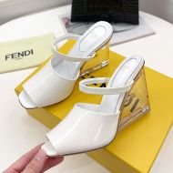 Fendi First High Heel Sandals In Patent Leather White