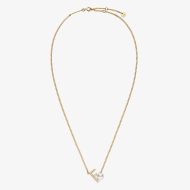 Fendi First Necklace In Metal with Crystals and Pearls Gold