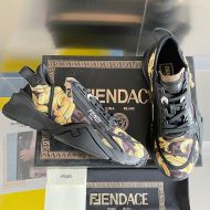 Fendi Flow Sneakers Men Fendace Baroque Fabric Black