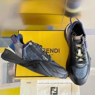 Fendi Flow Sneakers Men FF Motif Fabric and Suede Black