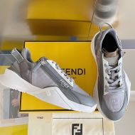 Fendi Flow Sneakers Men FF Motif Fabric and Suede Grey