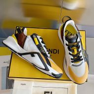Fendi Flow Sneakers Men Mesh and Suede Yellow