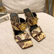 Fendi Heeled Slides Women Fendace Baroque Fabric Brown