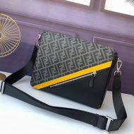 Fendi Large Messenger Bag In FF Motif Fabric Black